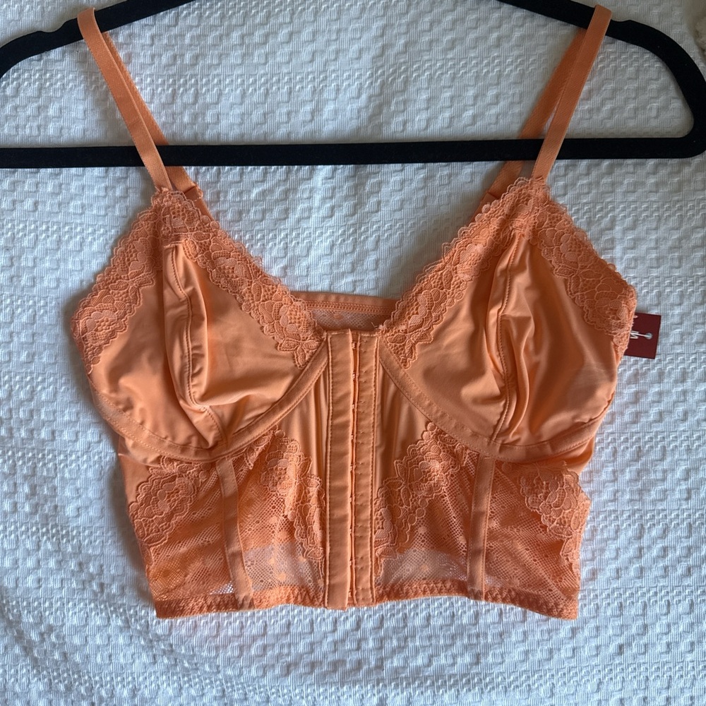Orange Lace Crop Top